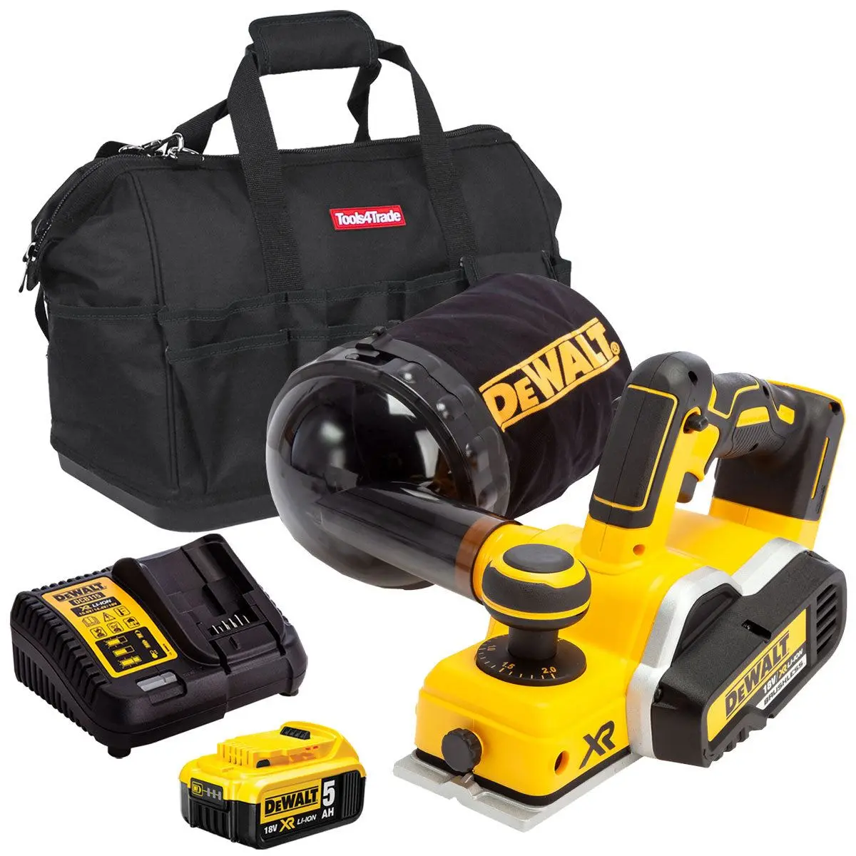 Dewalt Dcp580p1 18V Brushless 82Mm Planer With 1 X 5.0Ah Batteries, Charger & Bag 1