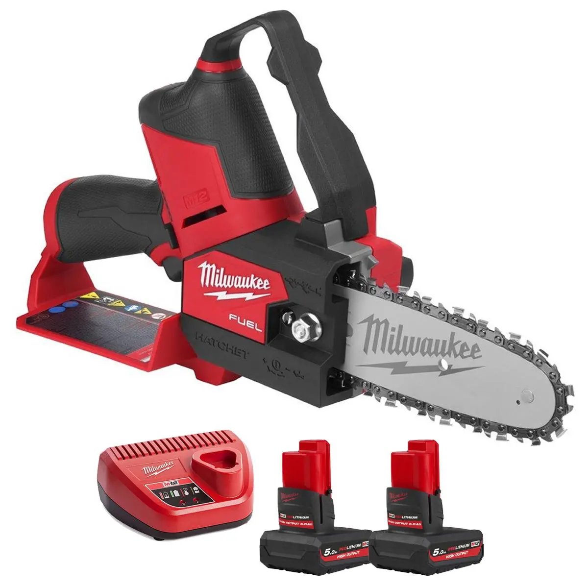Milwaukee M12fhs-0 12V Brushless 231Mm Fuel Hatchet Pruning Saw With 2 X 5.0Ah Battery & Charger 1