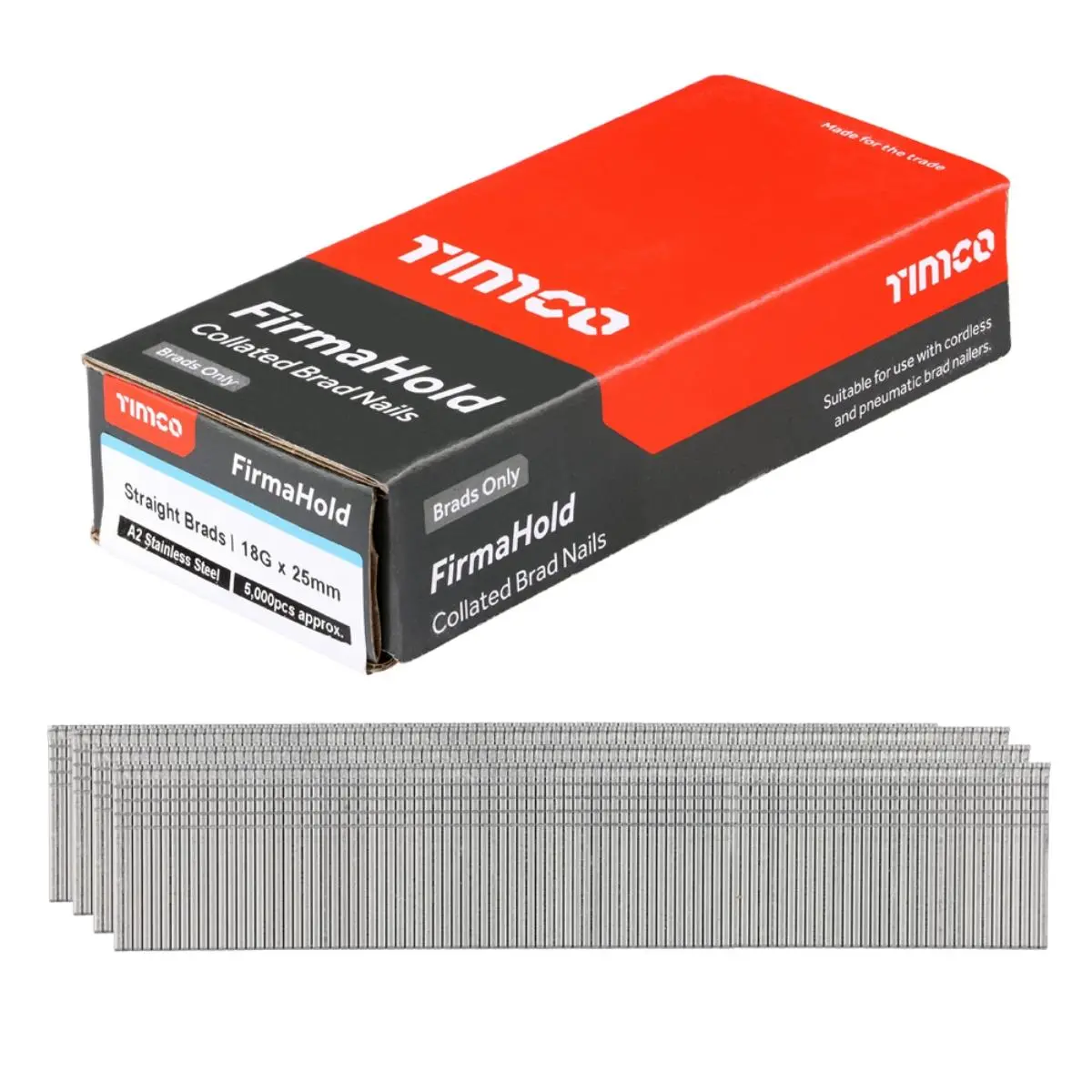 Firmahold 25Mm A2 Stainless Steel 18 Gauge 5000 Straight Collated Brad Nails Bss1825 1