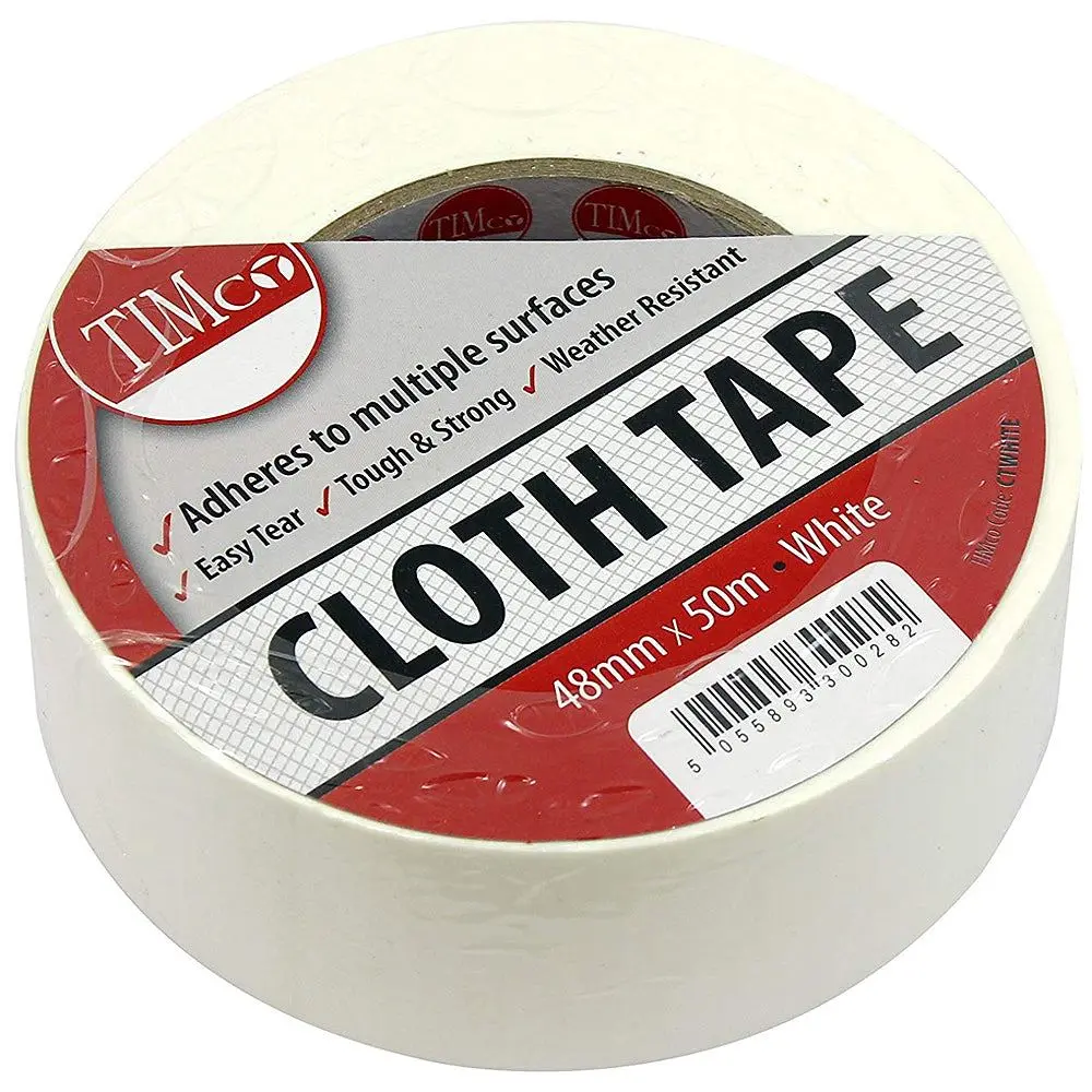Timco Ctwhite Standard Cloth Tape White 50M X 48Mm 1