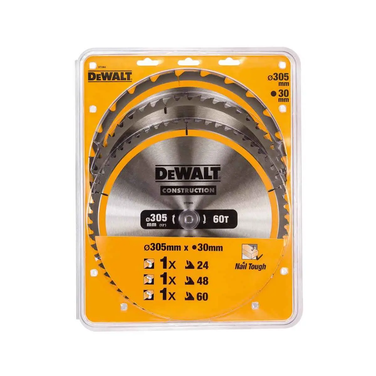 Dewalt Dt1964qz 3-Pack Construction Circular Saw Blades 305Mm X 30Mm With 24T, 48T & 60T Options 2