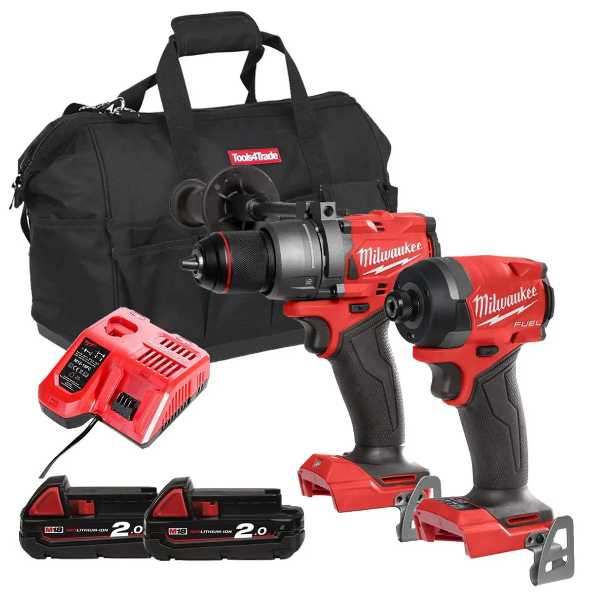 Milwaukee M18fpp2a12-502B M18 Fuel 18V Brushless Twin Kit With 2 X 2.0Ah Battery, Charger & Bag 1
