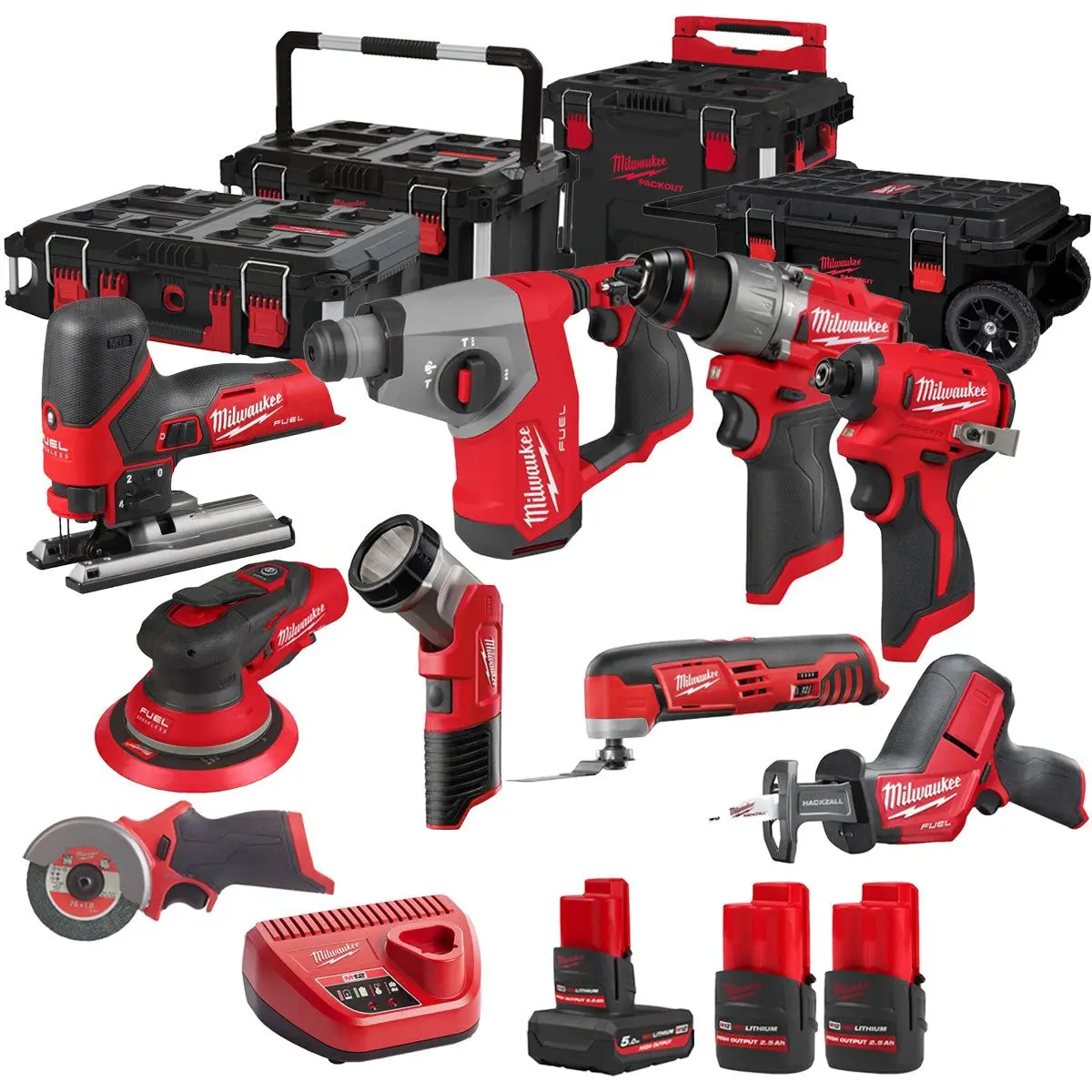 Milwaukee 12V 9 Piece Power Tool Kit With 3 X Batteries T4tkitm - 18493 1