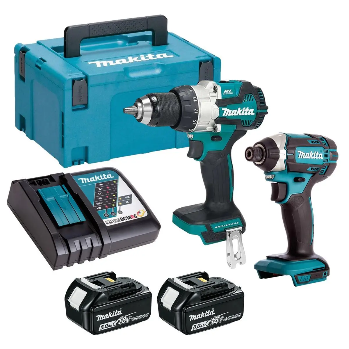 Makita 18V 2 Piece Power Tool Kit With 2 X 5.0Ah Batteries T4tkit-16449 1