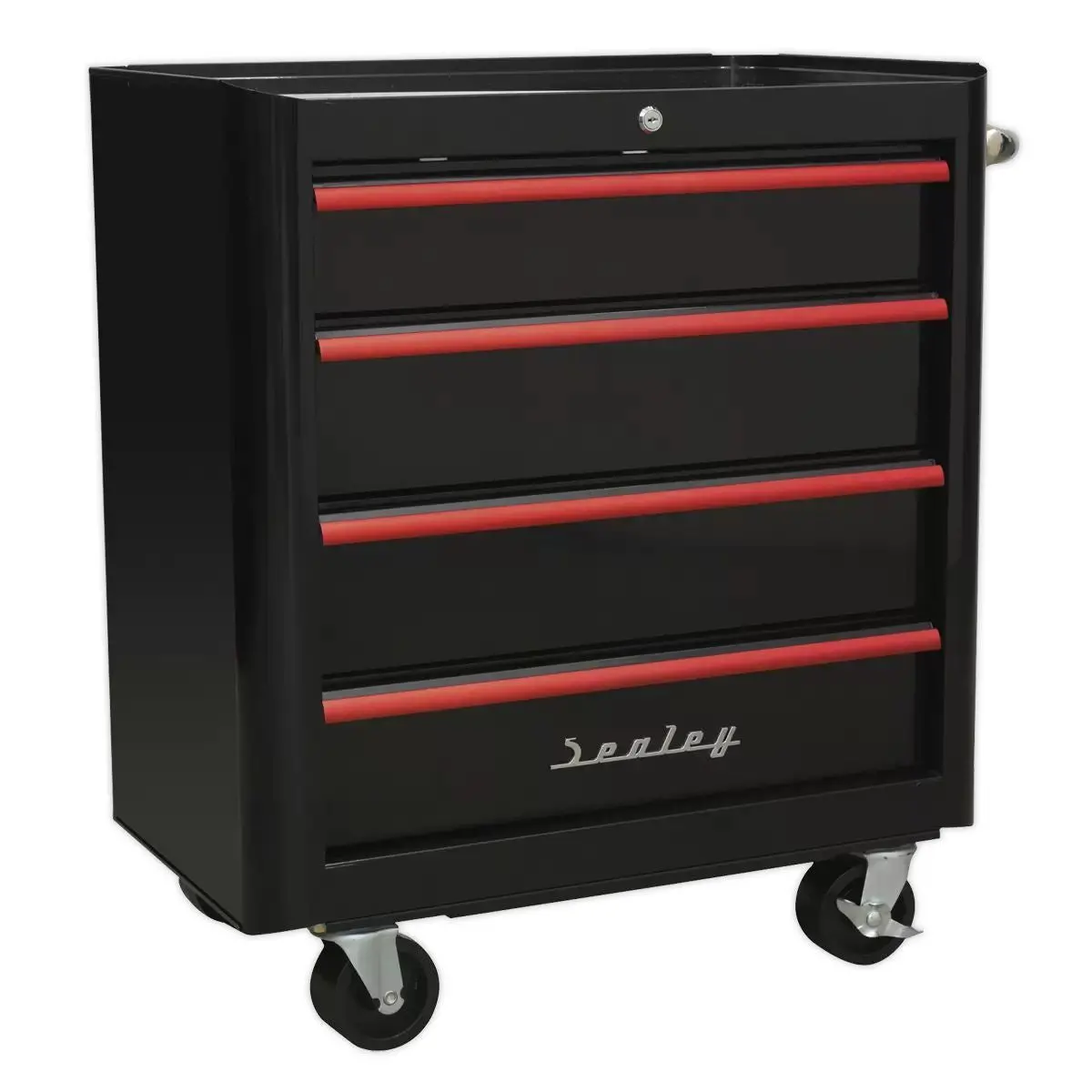 Sealey Ap28204br Rollcab 4 Drawer Retro Style Black With Red 1