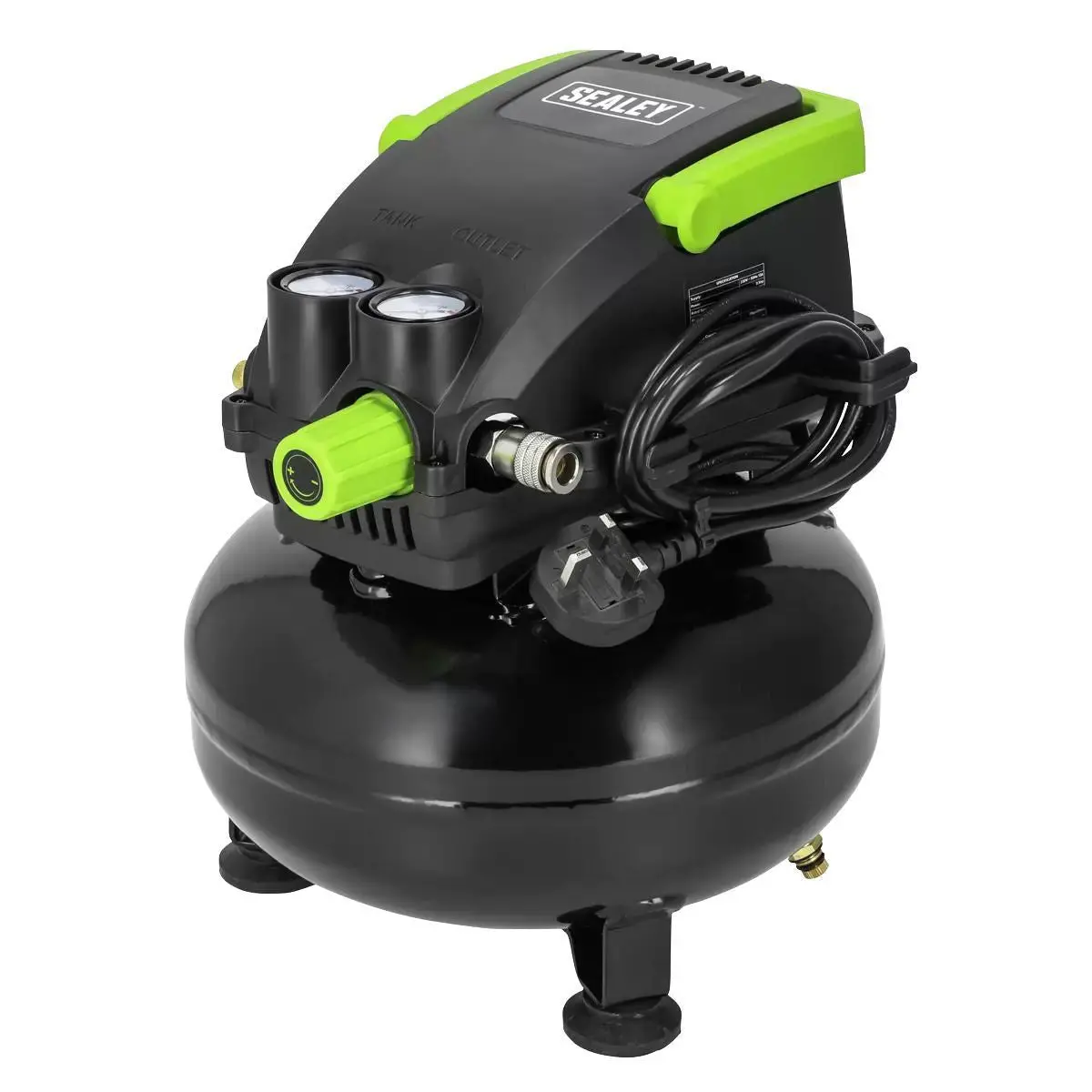Sealey Sac1100 11L Oil-Free Air Compressor 0.5Hp Direct Drive For Efficient, Low Maintenance Performance 1