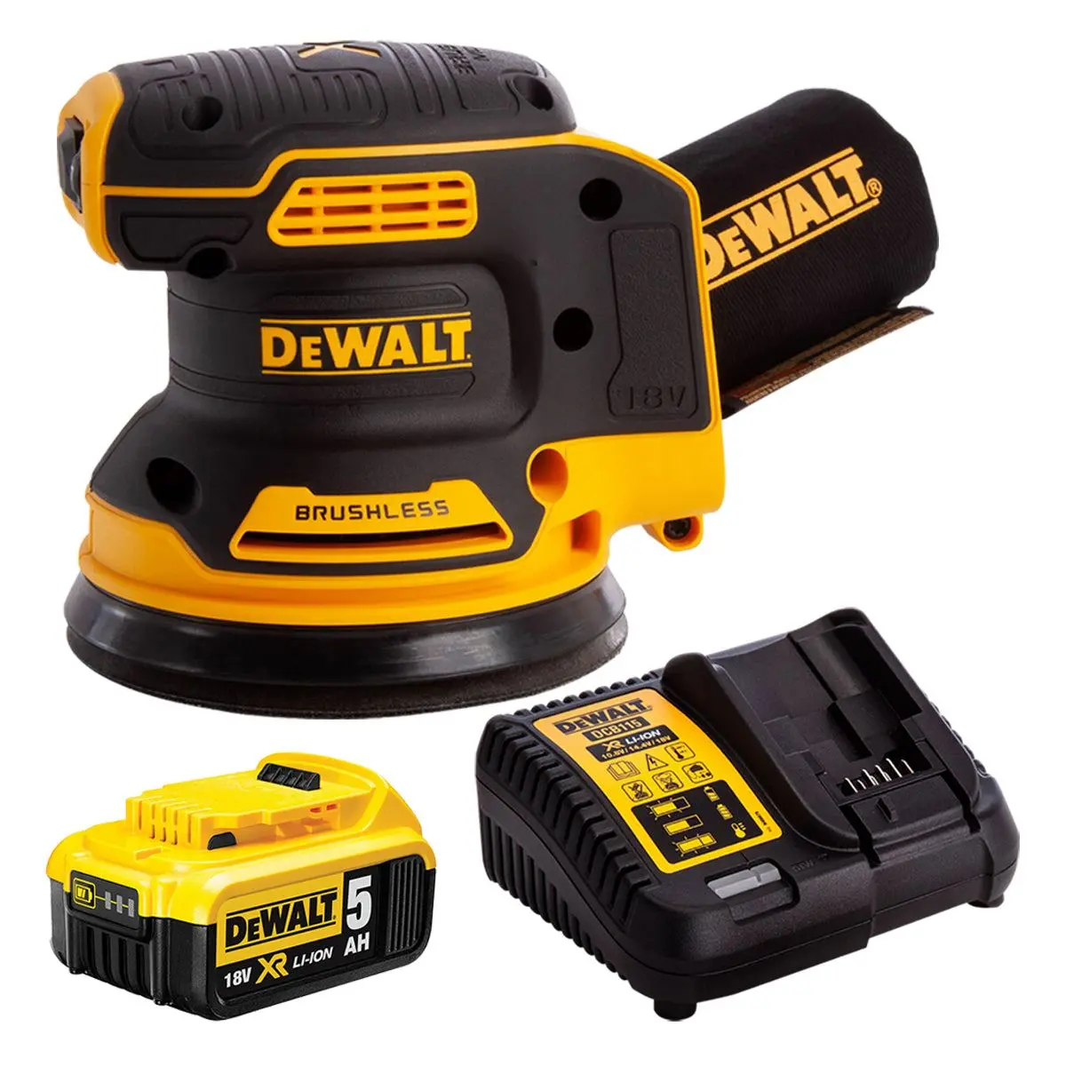 Dewalt Dcw210n 18V Brushless 125Mm Sander With 1 X 5.0Ah Battery & Charger 1