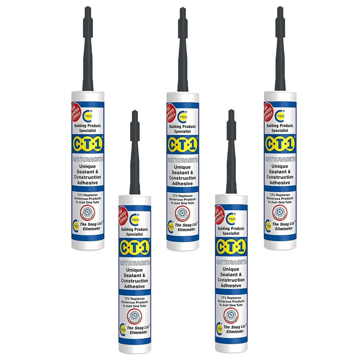 C-Tec Ct1 290Ml Unique Sealant & Construction Adhesive Anthracite Pack Of 5 1
