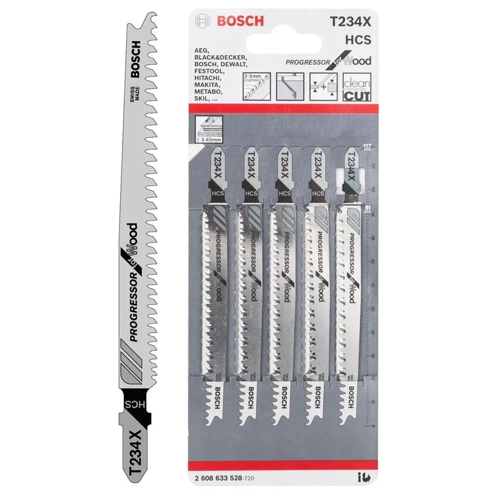 Bosch T234x Jigsaw Blades For Wood Clean Cut Pack Of 5 - 2608633528 1