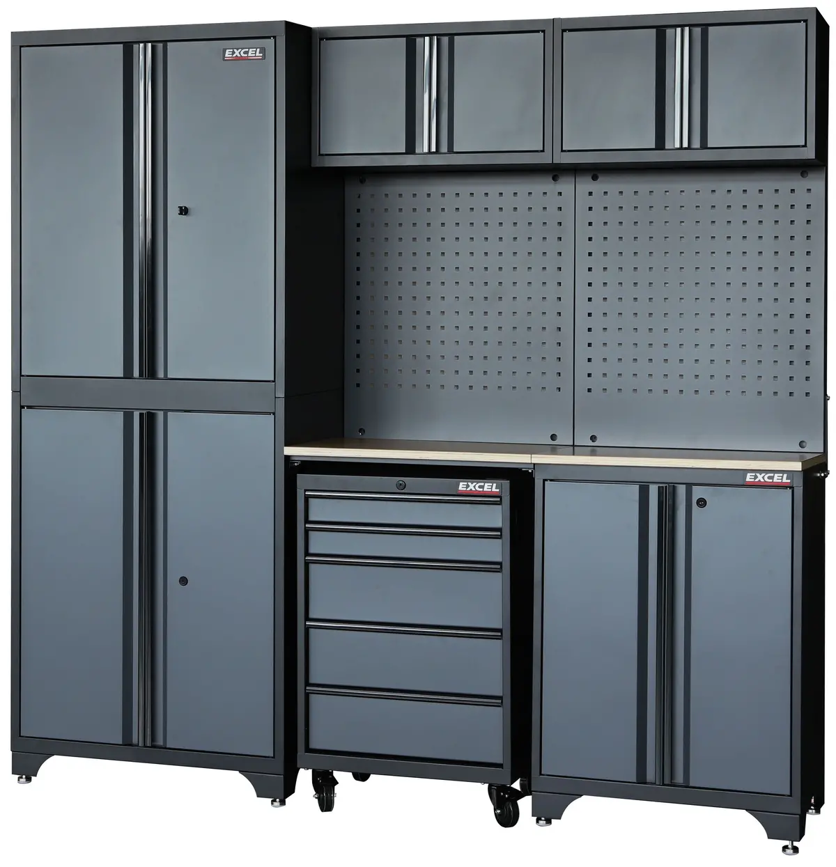Excel 7-Piece Garage Storage Cabinet System With Worktop 1