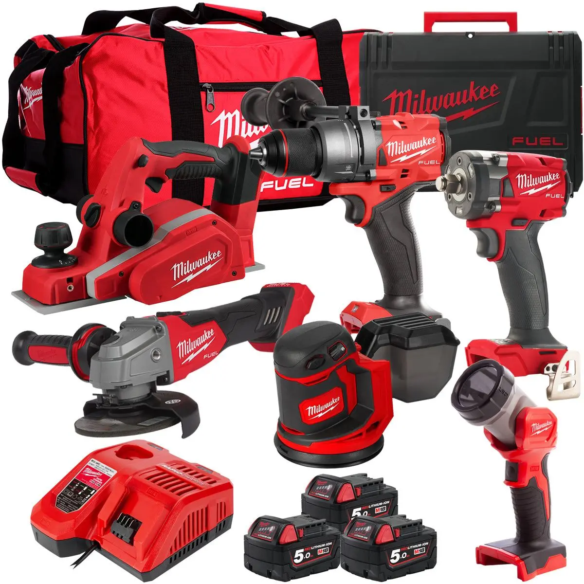 Milwaukee 18V 6 Piece Power Tool Kit With 3 X 5.0Ah Batteries T4tkitm-118 1