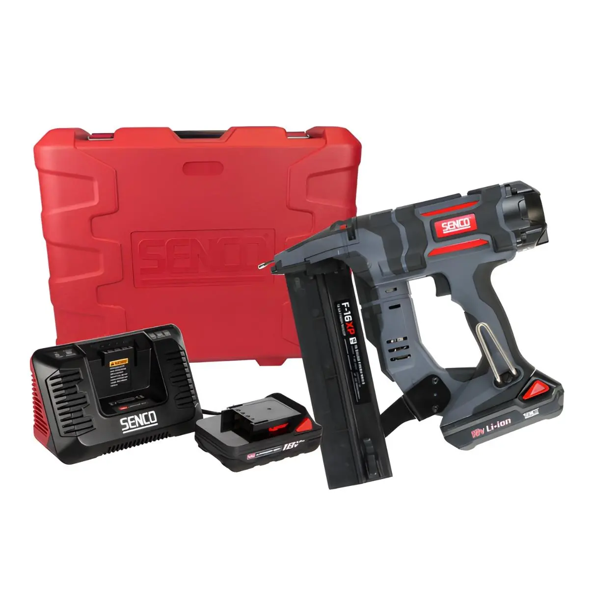 Senco 10N2501n F-16Xp Fusion 18V 16G Finish Nailer With 2 X 2.0Ah Battery, Charger & Case 1