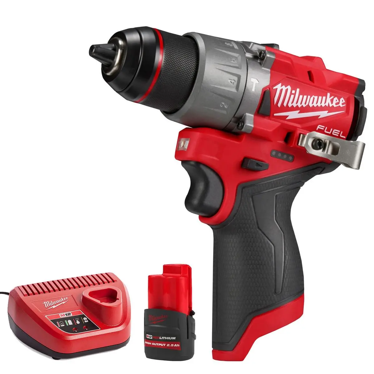 Milwaukee M12fpd2-0 12V Brushless Combi Drill With 1 X 2.5Ah Battery & Charger 1