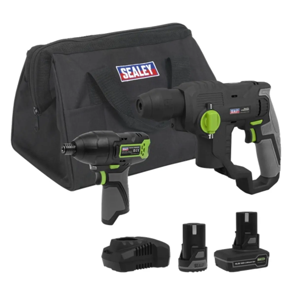 Sealey Cp108vcombo4 2 X 10.8V Sv10.8 Series Rotary Hammer Drill & Impact Driver Kit 1