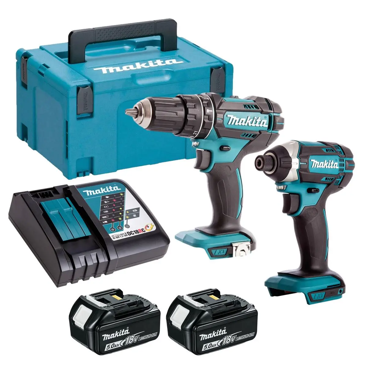 Makita 18V 2 Piece Power Tool Kit With 2 X 5.0Ah Batteries T4tkit-16434 1