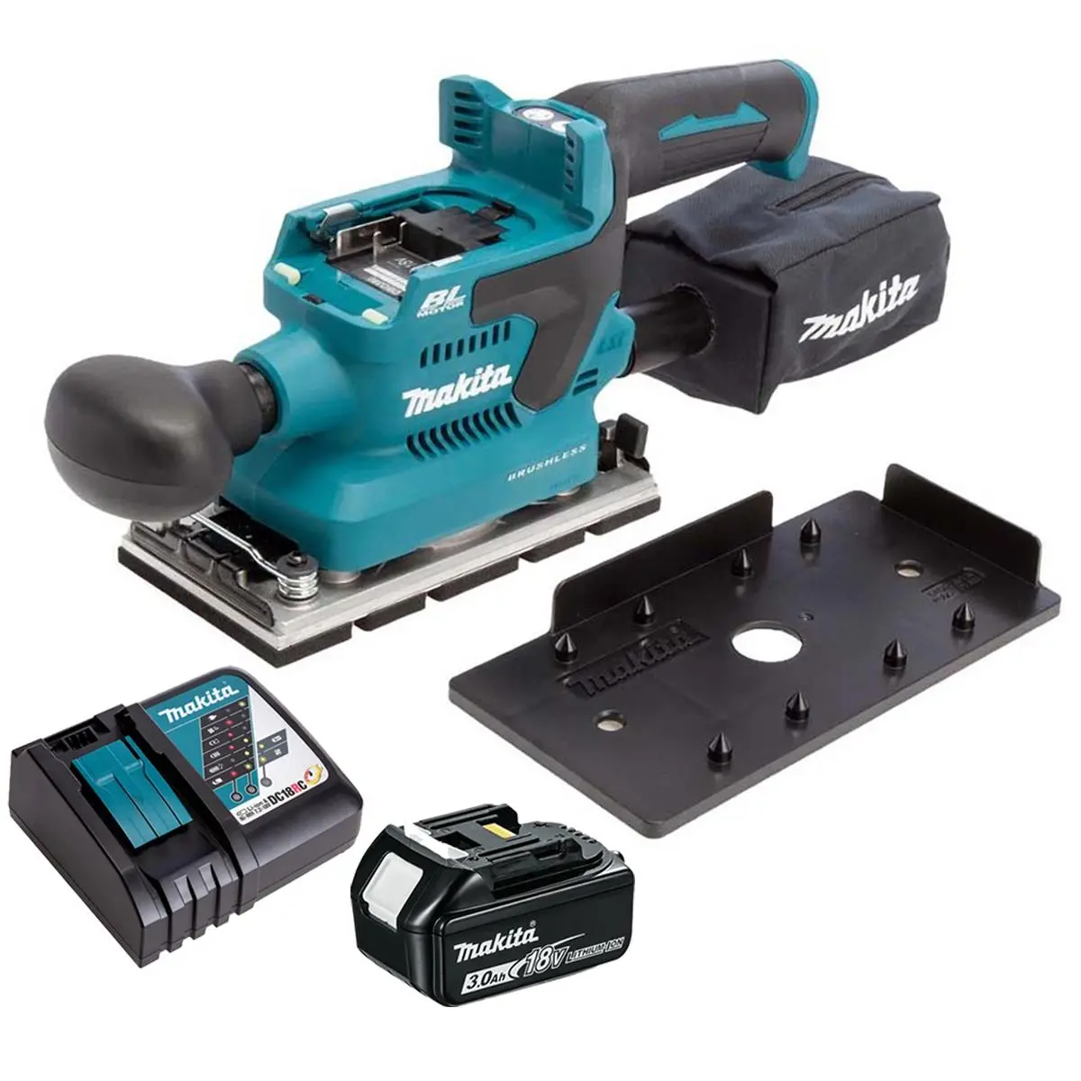 Makita Dbo382z 18V Lxt Brushless Finishing Sander With 1 X 3.0Ah Battery & Charger 1