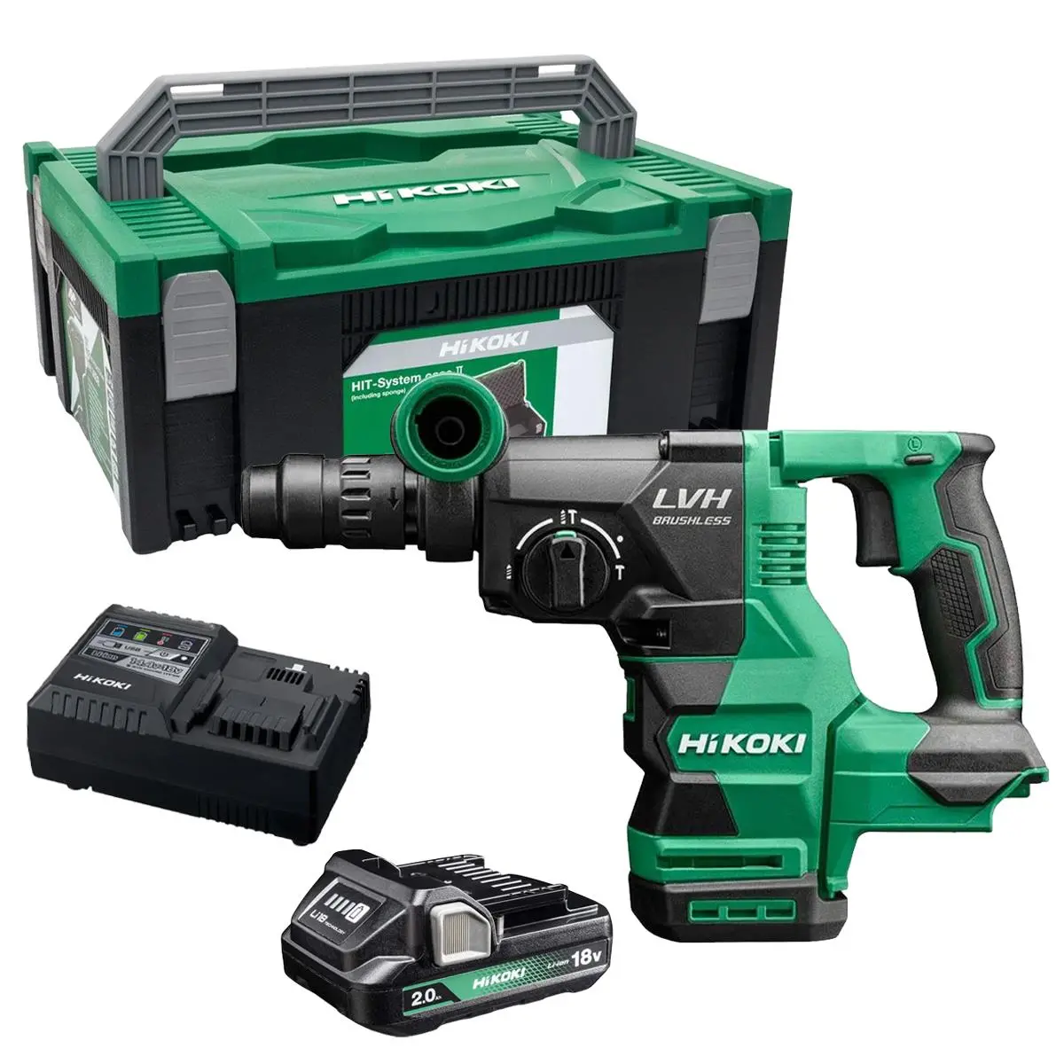 Hikoki Dh1826dcw2z 18V Brushless 3 Mode Sds+ Hammer Drill With 1 X 2.0Ah Battery Charger & Case 1
