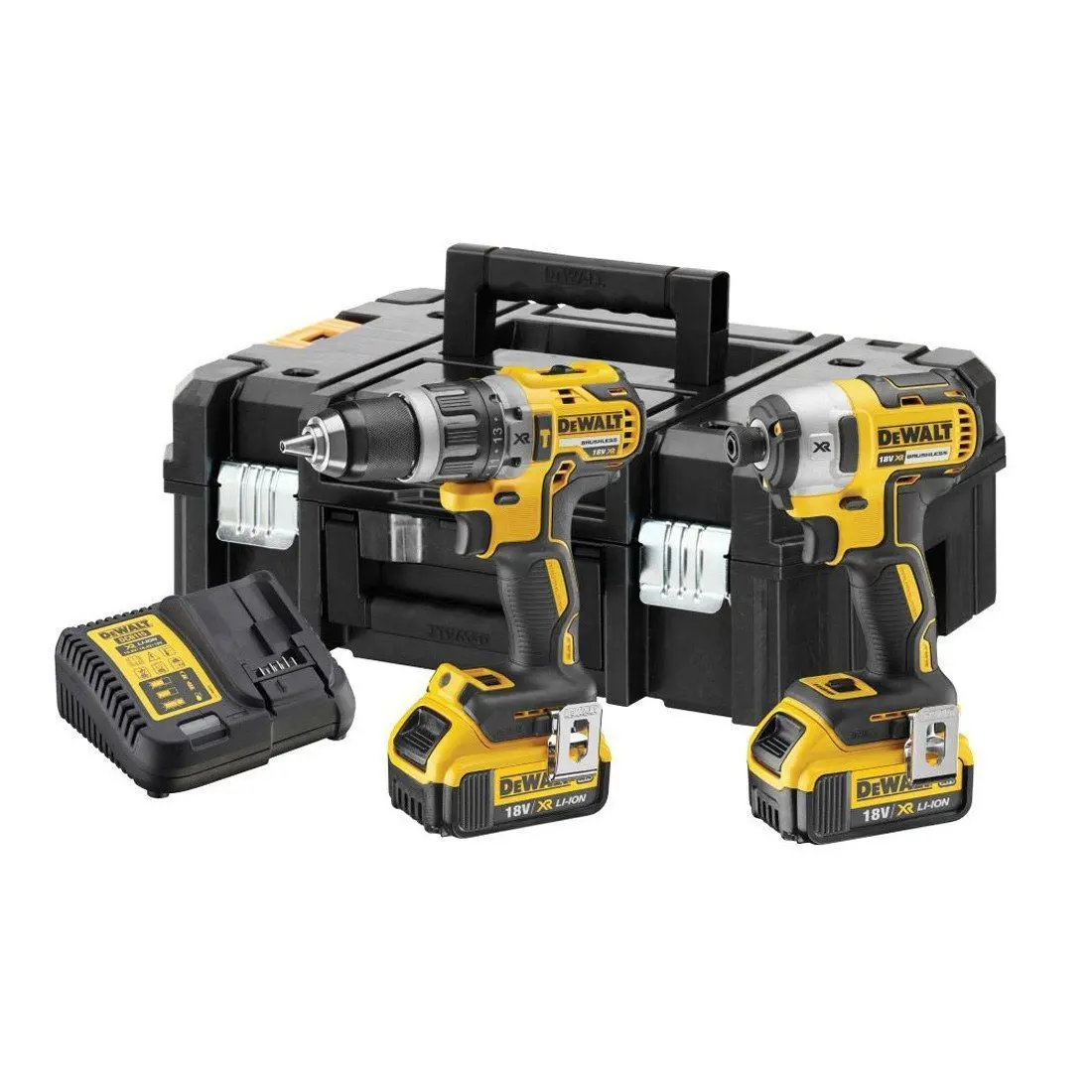 Dewalt Dck266m2t 18V Brushless Twin Kit With 2 X 4.0Ah Battery Charger & Tstak Box 1