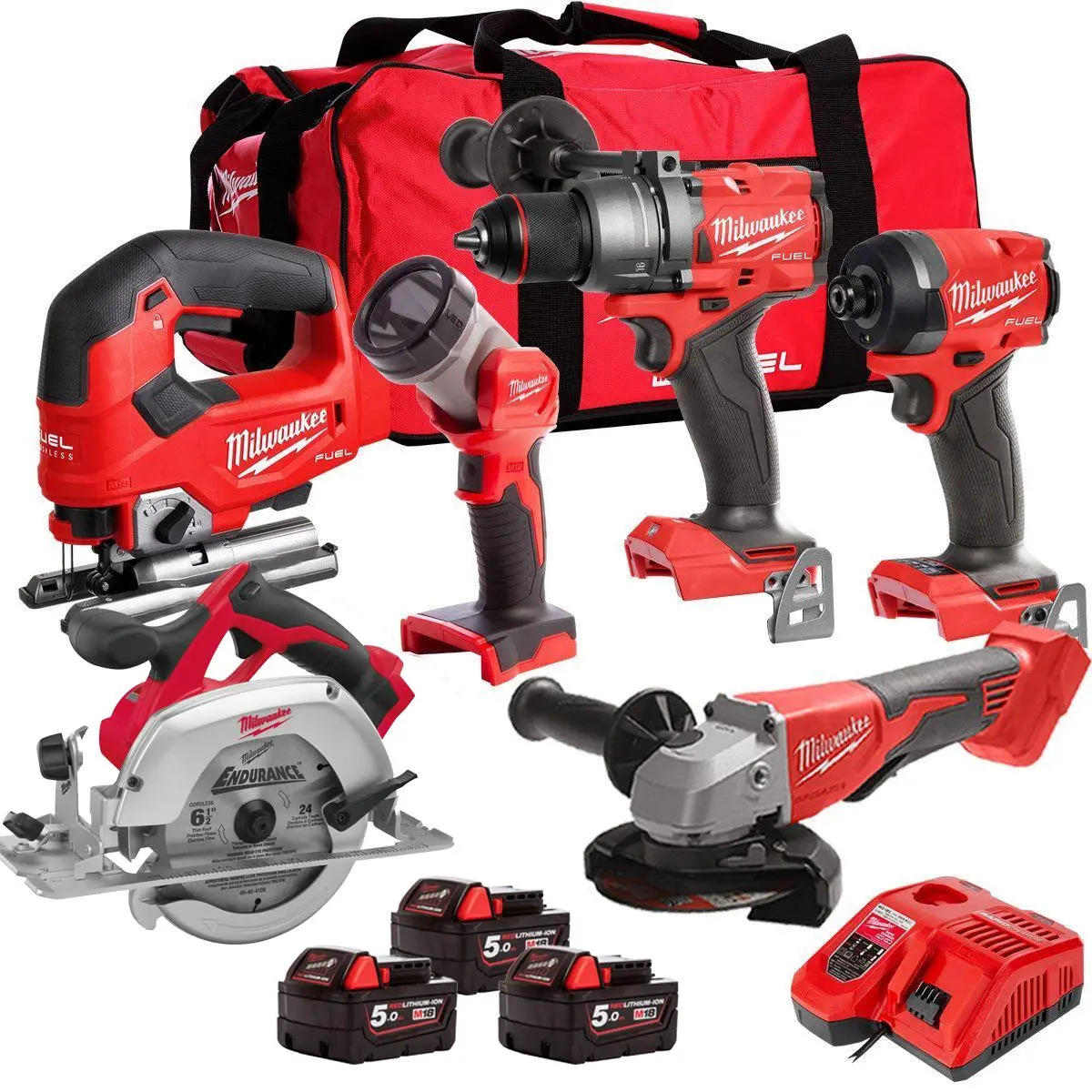 Milwaukee M18fpp6t2-503B 18V 6 Piece Tool Kit With 3 X 5.0Ah Battery & Charger 1