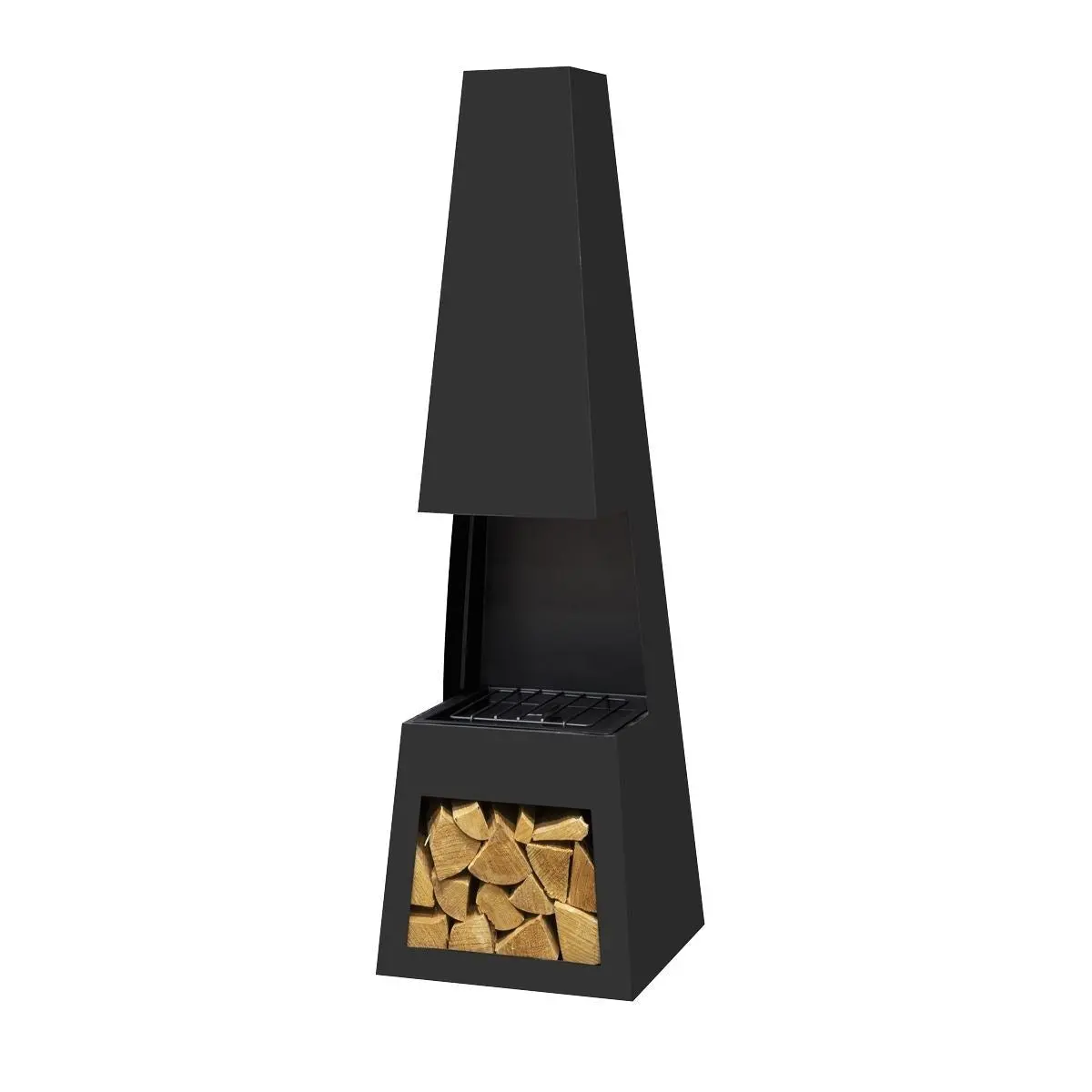 Sealey Dg107 Dellonda Outdoor Chiminea With Firewood Storage Black Steel 1
