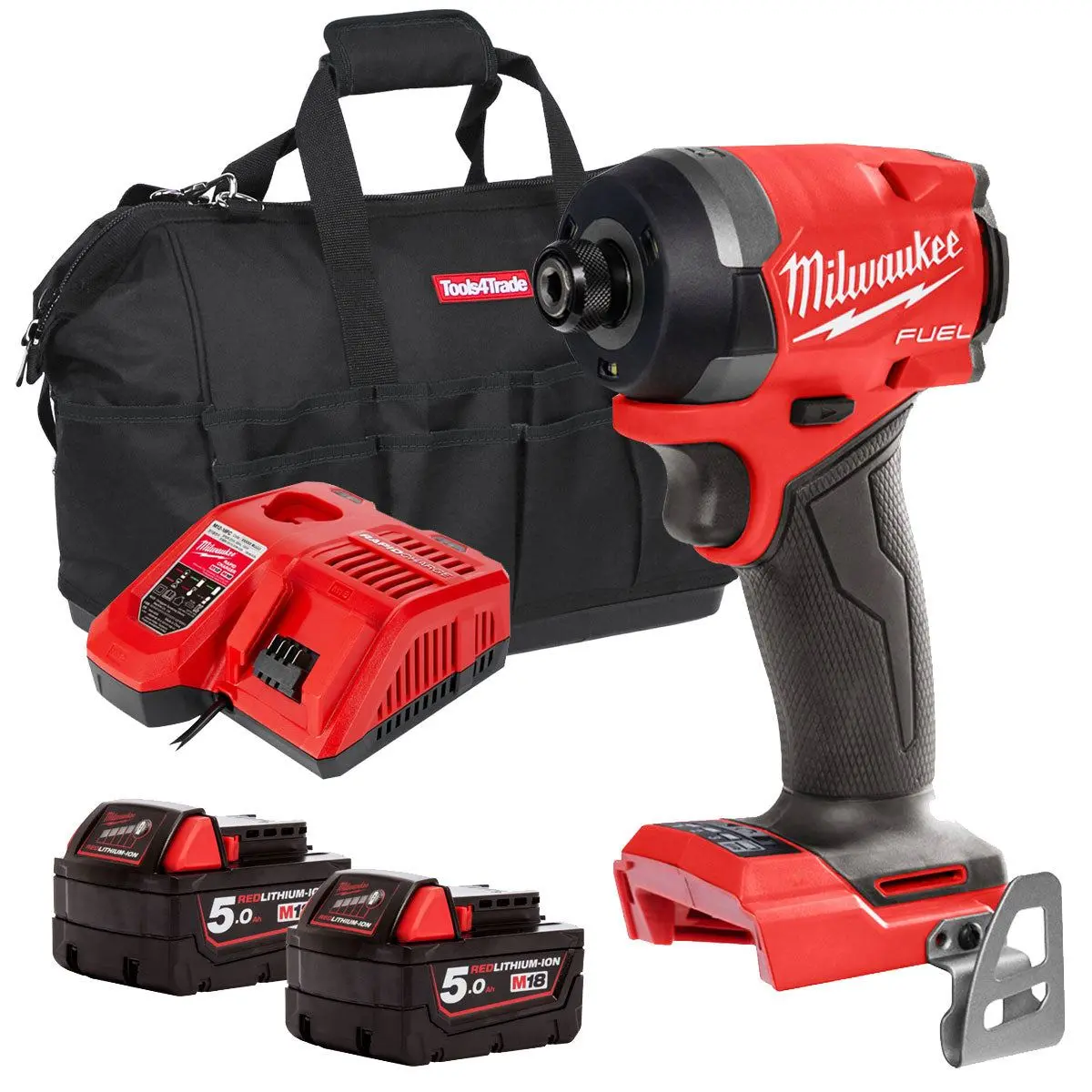 Milwaukee M18fid3-0 18V Fuel Brushless 1/4" Impact Driver With 2 X 5.0Ah Battery, Charger & Bag 1