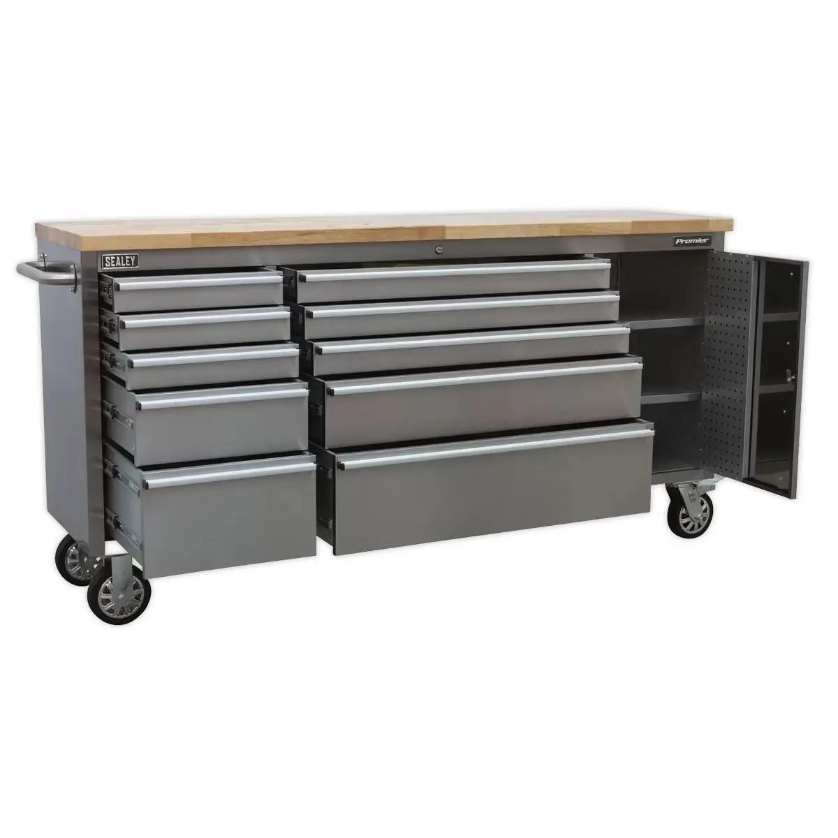 Sealey Ap7210ss 10 Drawer & Cupboard Stainless Steel Mobile Tool Cabinet 2