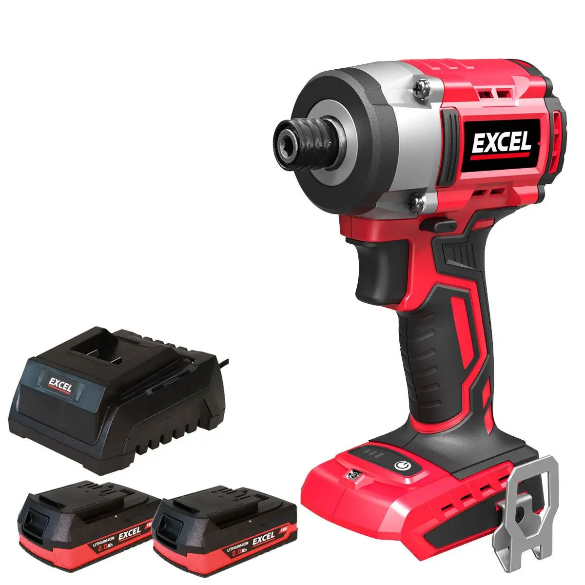 Excel 18V Cordless Brushless Impact Driver With 2 X 2.0Ah Battery & Charger 1
