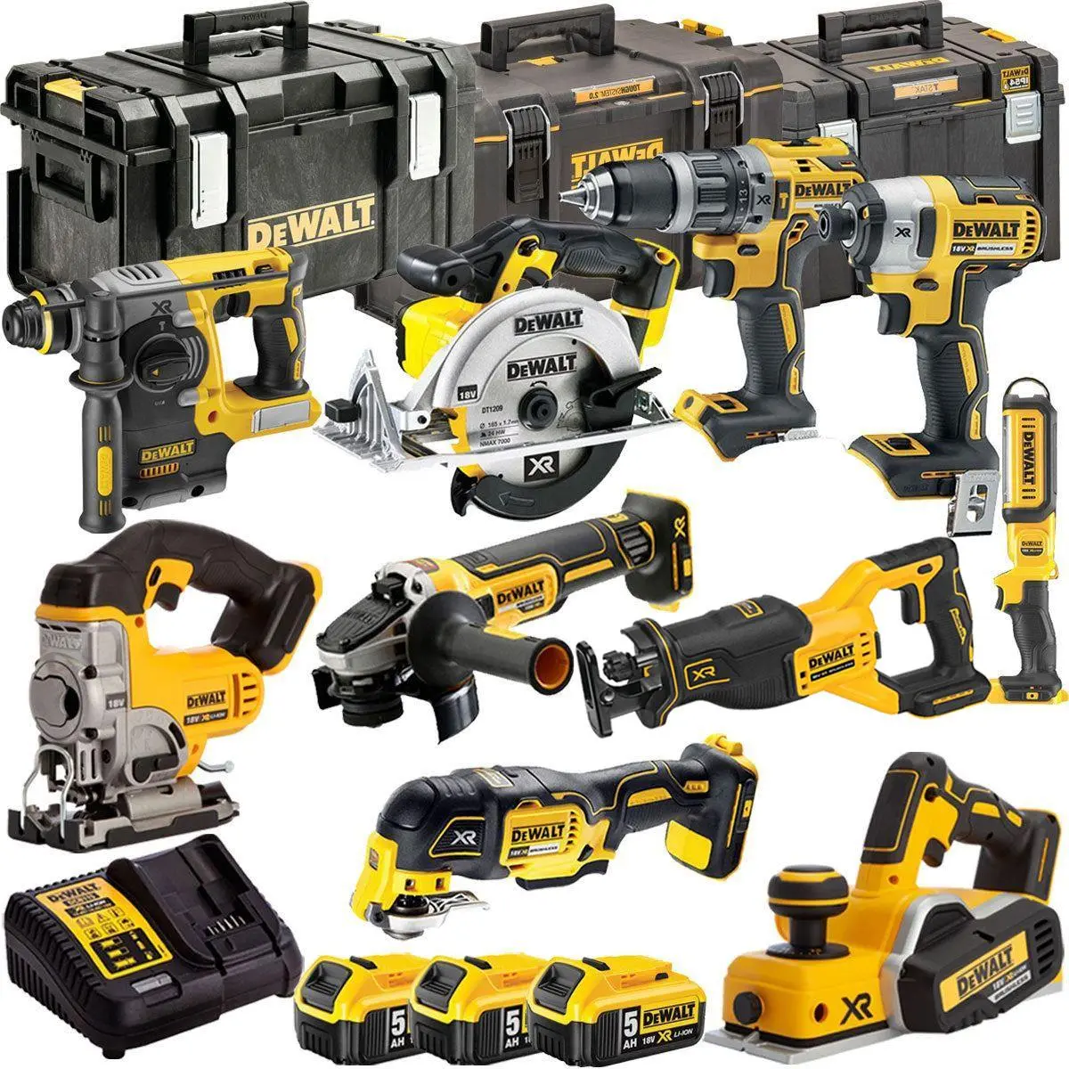 Dewalt Dckt4t10p13 18V Xr 10 Piece Power Tool Kit With 3 X 5.0Ah Batteries & Toughsystem Box 1