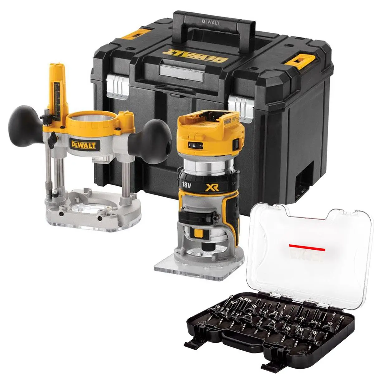 Dewalt Dcw604nt 18V Brushless Router Trimmer With 1/4" 35 Piece Cutter Set 1