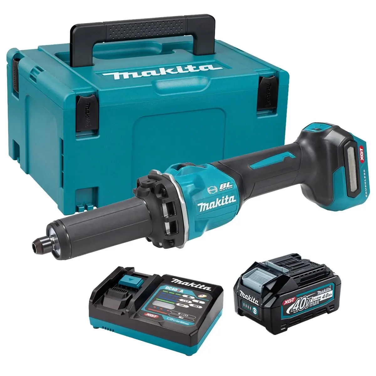 Makita Gd001gz01 40V Max Xgt Brushless Die Grinder With 1 X 4.0Ah Battery Charger & Case 1