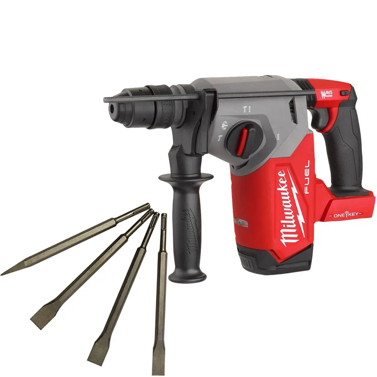 Milwaukee M18onefhx-0 18V Brushless 4-Mode 26Mm Sds-Plus Hammer Drill With 4 Piece Chisel Set 1