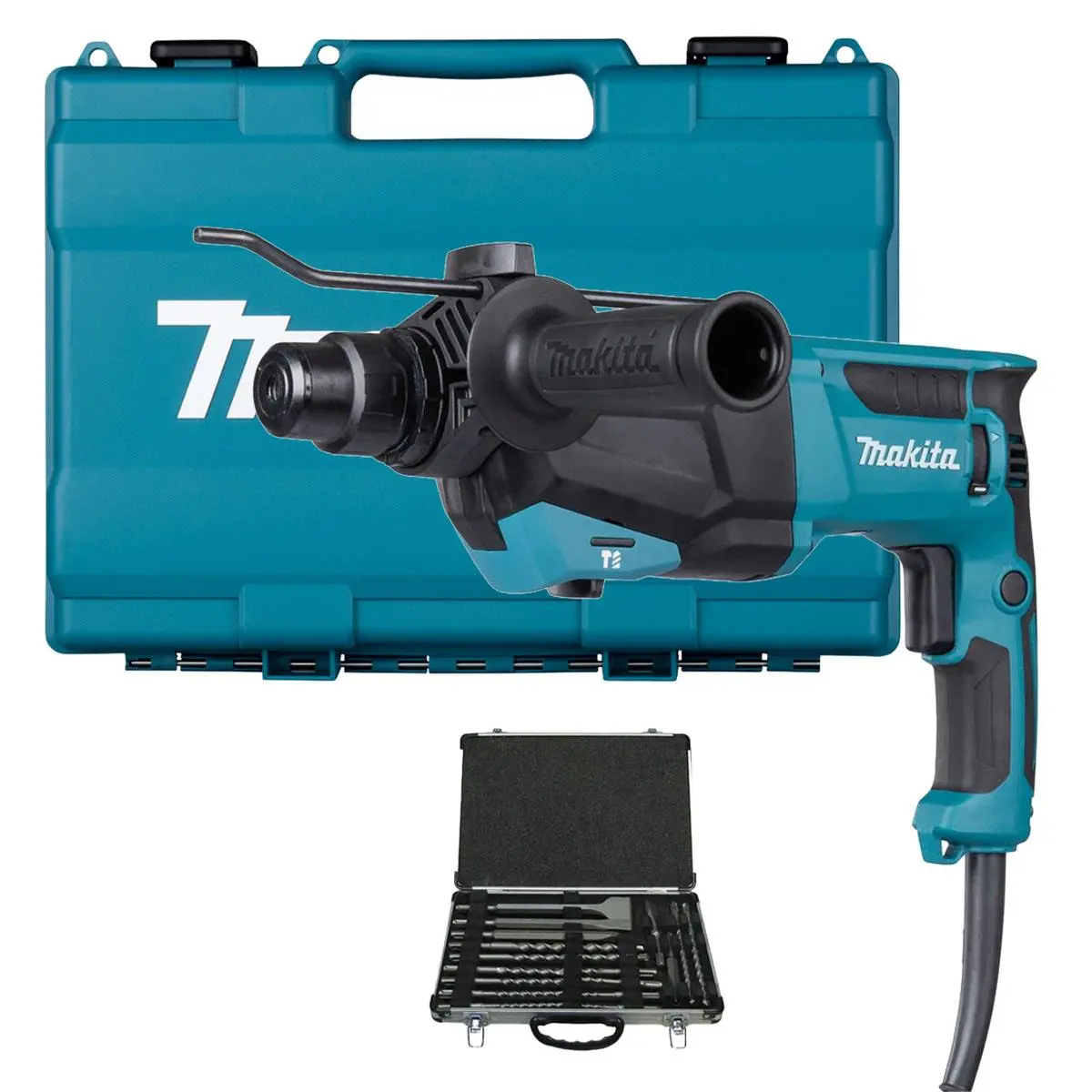 Makita Hr2670/2 26Mm Sds+ Rotary Hammer Drill With D-21200 17 Piece Drill Bit Set 1