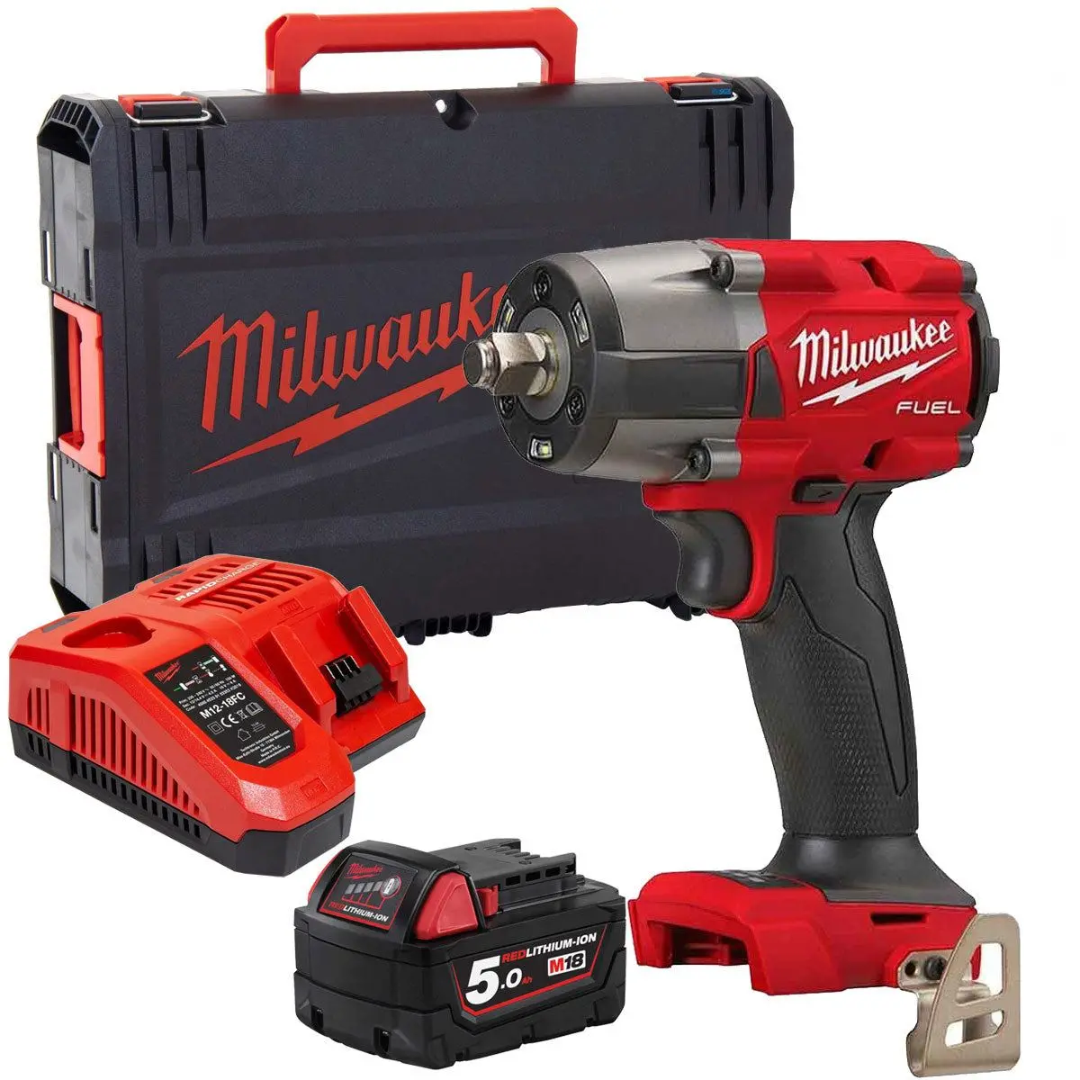 Milwaukee M18fmtiw2f12-0X 18V Brushless 1/2" Impact Wrench With 1 X 5.0Ah Battery Charger & Case 1