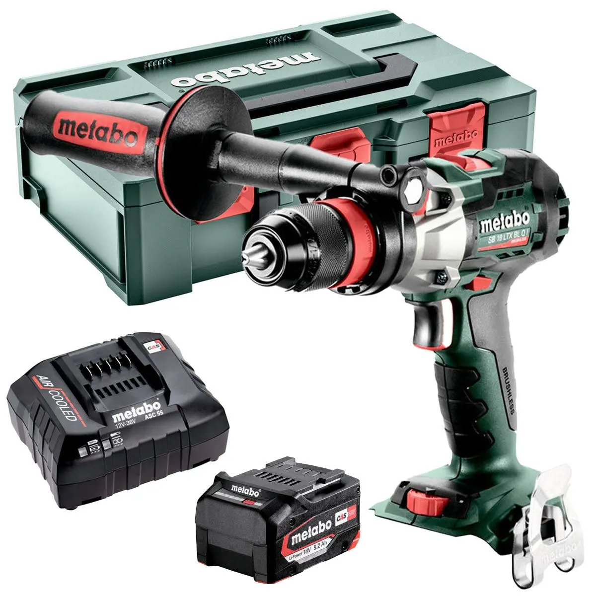 Metabo Sb 18 Ltx Bl I 18V Brushless Combi Hammer Drill With 1 X 5.2Ah Battery Charger & Metabox 1