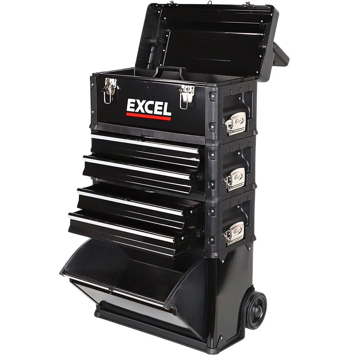 Excel Mobile Cabinet Tool Storage Box 4 Drawer Garage Tool Chest With Wheel 1
