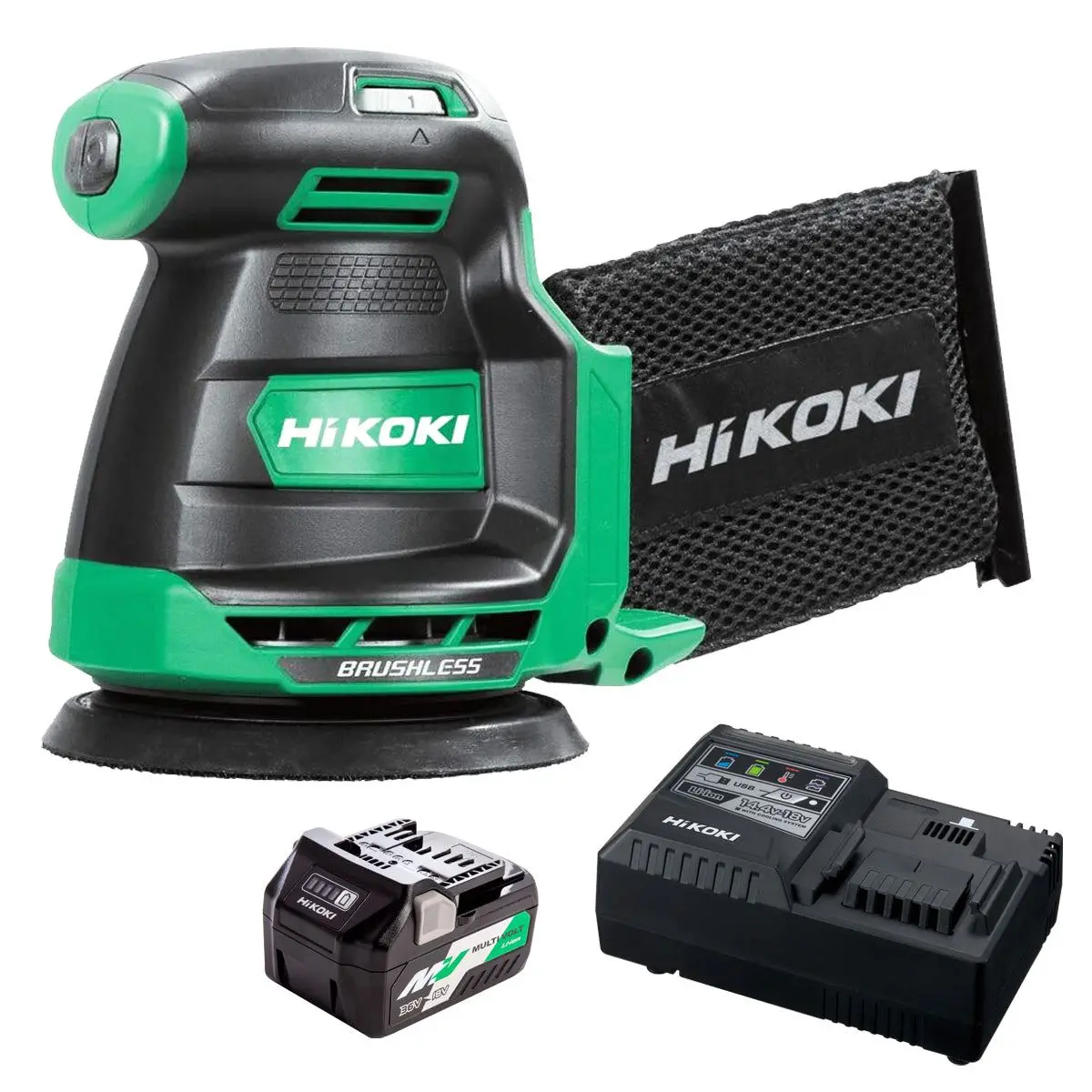 Hikoki Sv1813daj2z 18V Brushless 125Mm Random Orbit Sander With 1 X 2.5Ah/5.0Ah Battery & Charger 1
