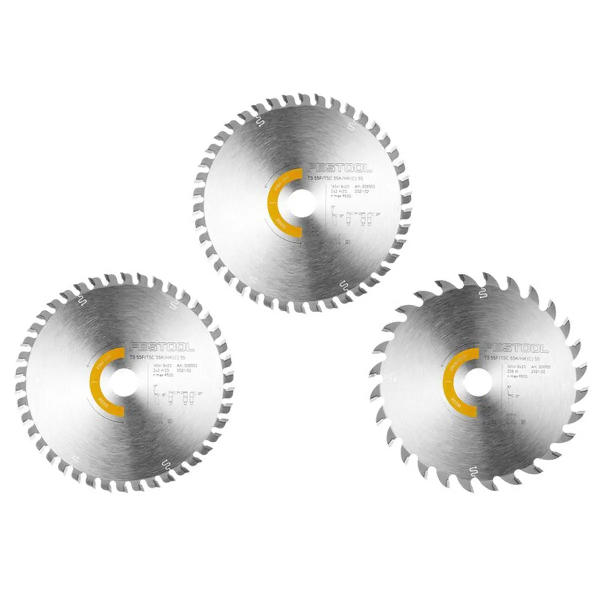 Festool Ksb-Sort/3 W 160X1,8 Circular Saw Blade Set Of 3 - 578547 1