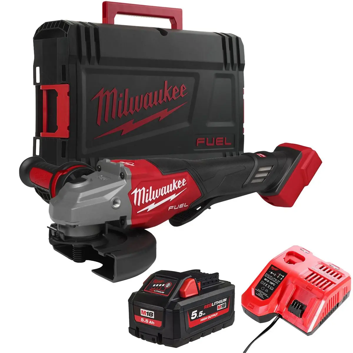 Milwaukee M18fhsag125xpdb2-0X Fuel 18V 125Mm Angle Grinder With 1 X 5.5Ah Battery Charger & Case 1