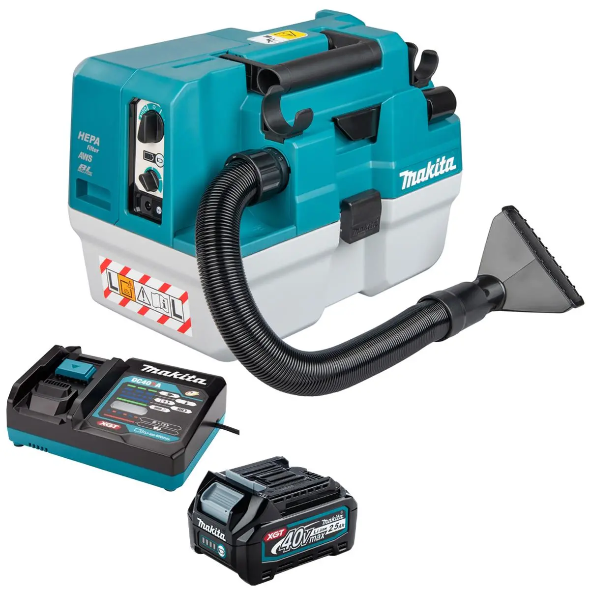 Makita Vc013glz03 40V Max Xgt Brushless Vacuum Cleaner With 1 X 2.5Ah Battery & Charger 1
