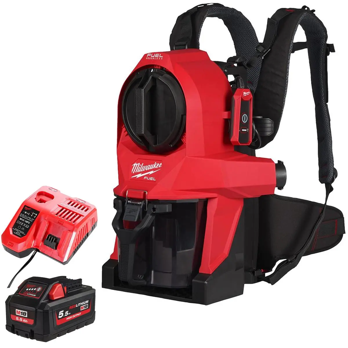 Milwaukee M18fbpv2-0 18V M18 Brushless Backpack Vacuum With 1 X 5.5Ah Battery & Charger 1