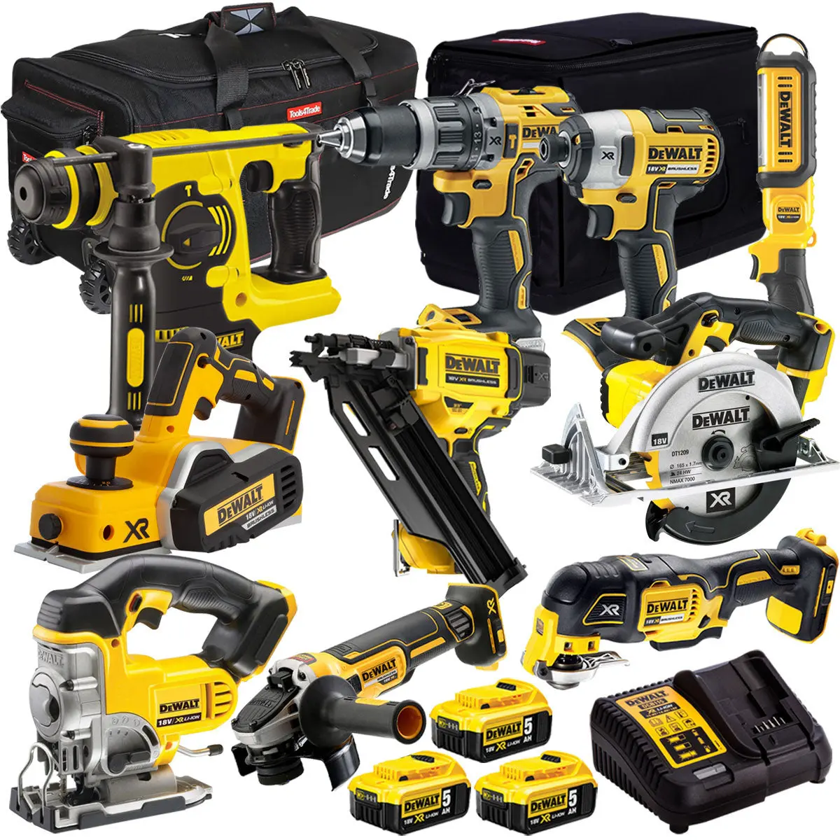 Dewalt Dewt4t10ap2 18V 10 Piece Power Tool Kit With 3 X 5.0Ah Battery & Charger 1