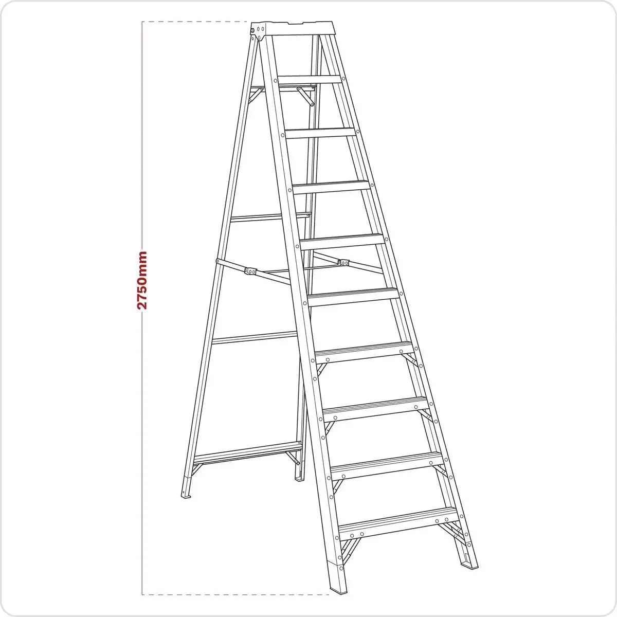 Sealey Fsl10 Fibreglass Step Ladder 9-Tread En 131 2