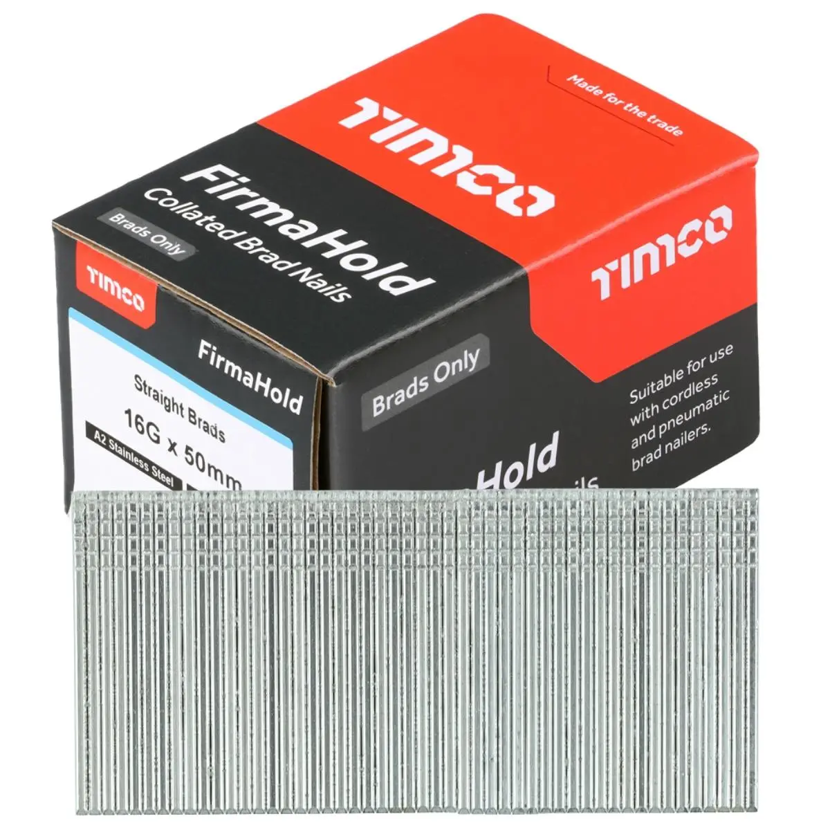 Firmahold 50Mm A2 Stainless Steel 16 Gauge 2000 Straight Collated Brad Nails Bss1650 1