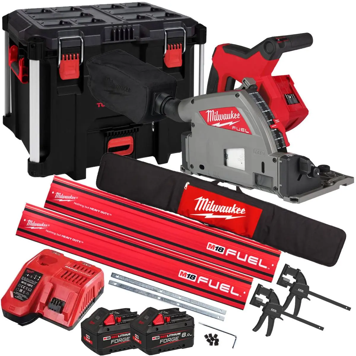 Milwaukee M18fps55-0P 18V 165Mm Fuel Brushless Plunge Saw With 2 X 8.0Ah Battery & Guide Rail Kit 1