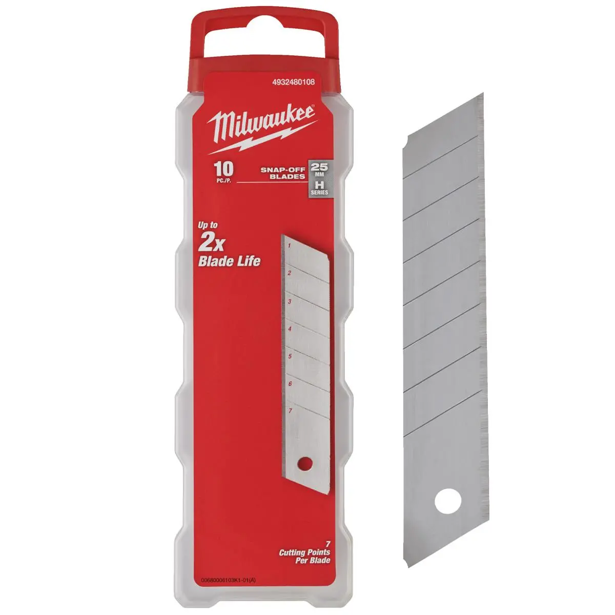 Milwaukee 25Mm Snap Knife Replacement Blades Pack Of 10 4932480108 1
