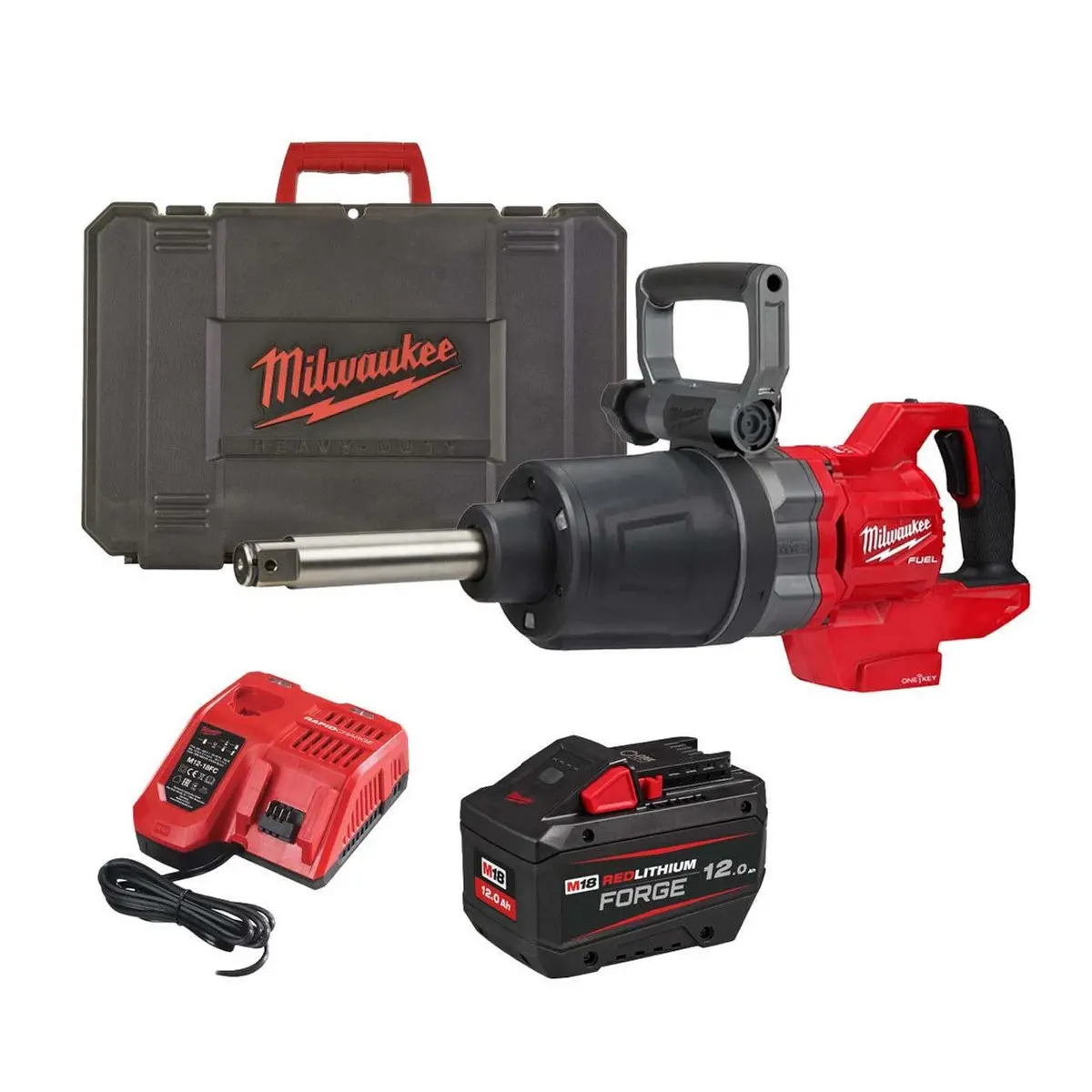 Milwaukee M18onefhiwf1d-121C 18V Fuel D-Handle 1" Impact Wrench With 1 X 12.0Ah Forge Battery Charger & Case 4933499252 1