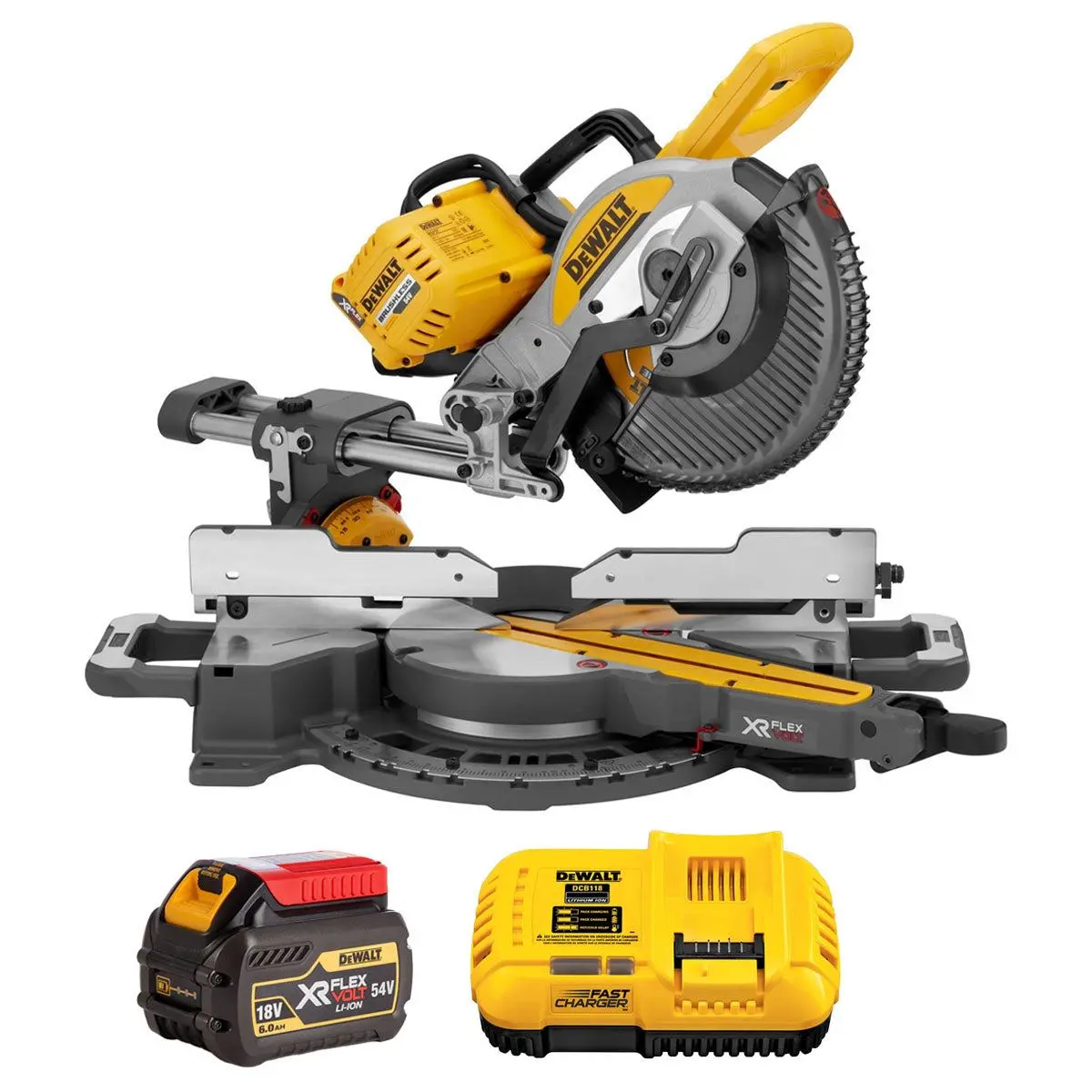 Dewalt Dcs727n 54V Xr Flexvolt Brushless Slide Mitre Saw With 1 X 6.0Ah Battery & Charger 1