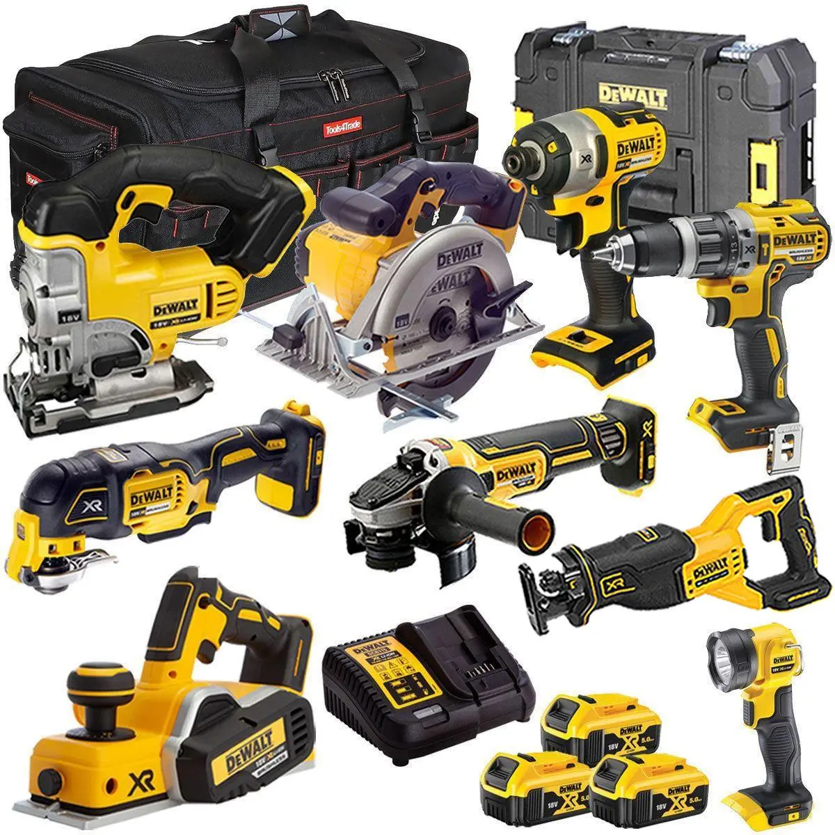 Dewalt 18V 9 Piece Power Tool Kit With 3 X 5.0Ah Battery & Charger T4tkit-9714 1