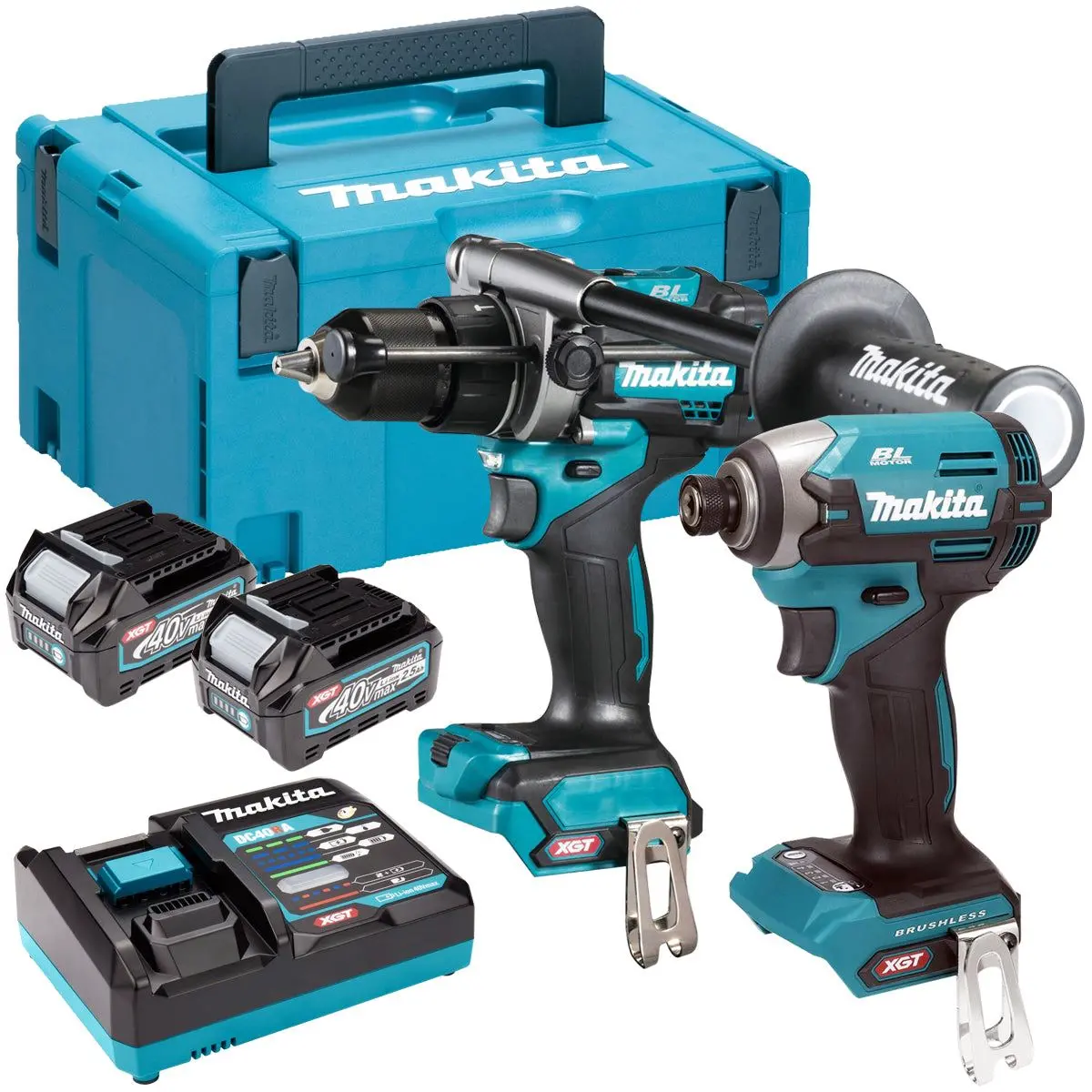 Makita Dk0176g205 40V Xgt Combi Drill & Impact Driver With 2 X 2.5Ah Batteries Charger & Case 1