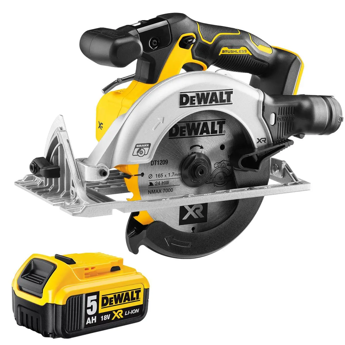 Dewalt Dcs565n 18V 165Mm Brushless Circular Saw With 1 X 5.0Ah Battery 1